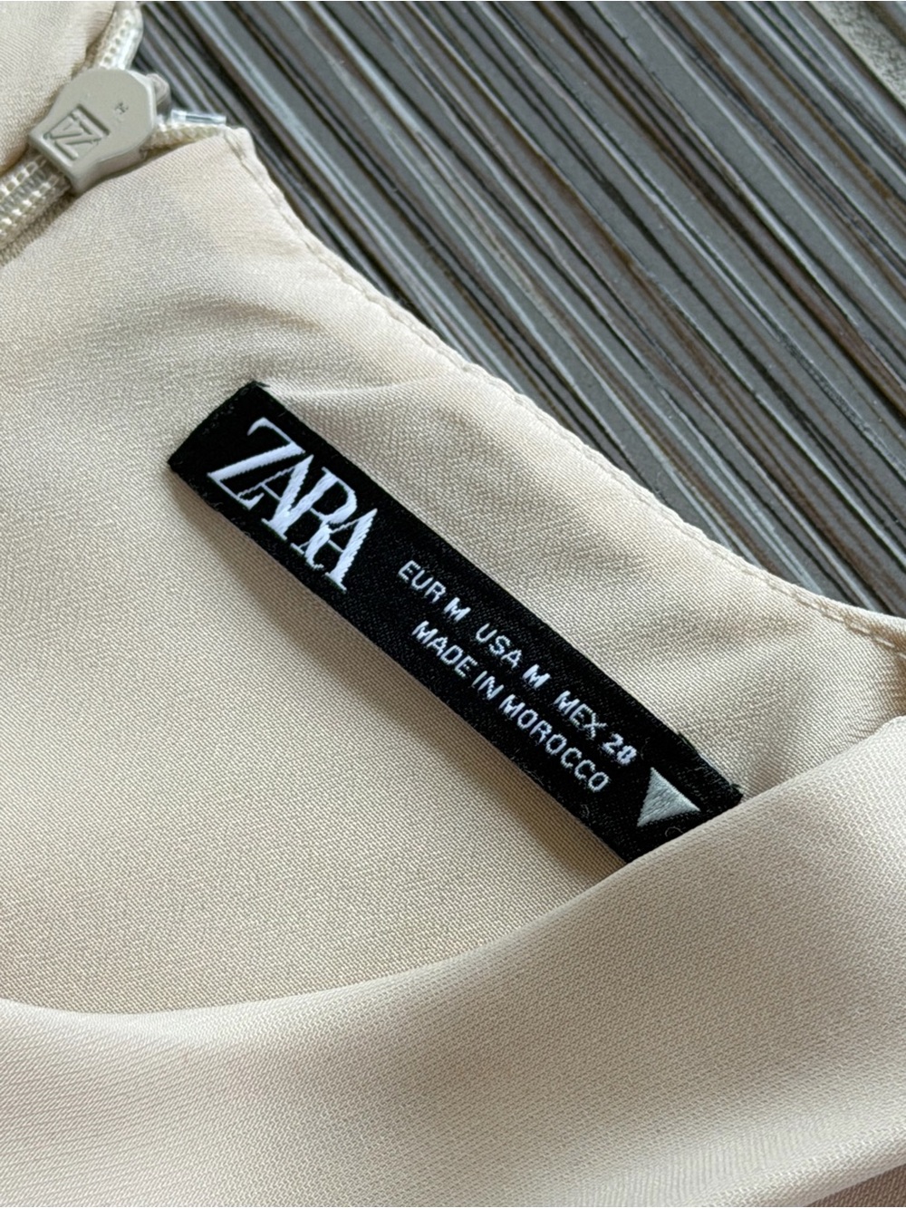 Zara Sleeveless Shift Dress in Soft Beige - Picture 4 of 4